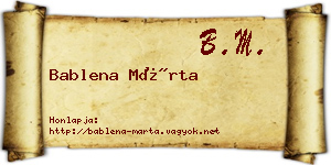 Bablena Márta névjegykártya